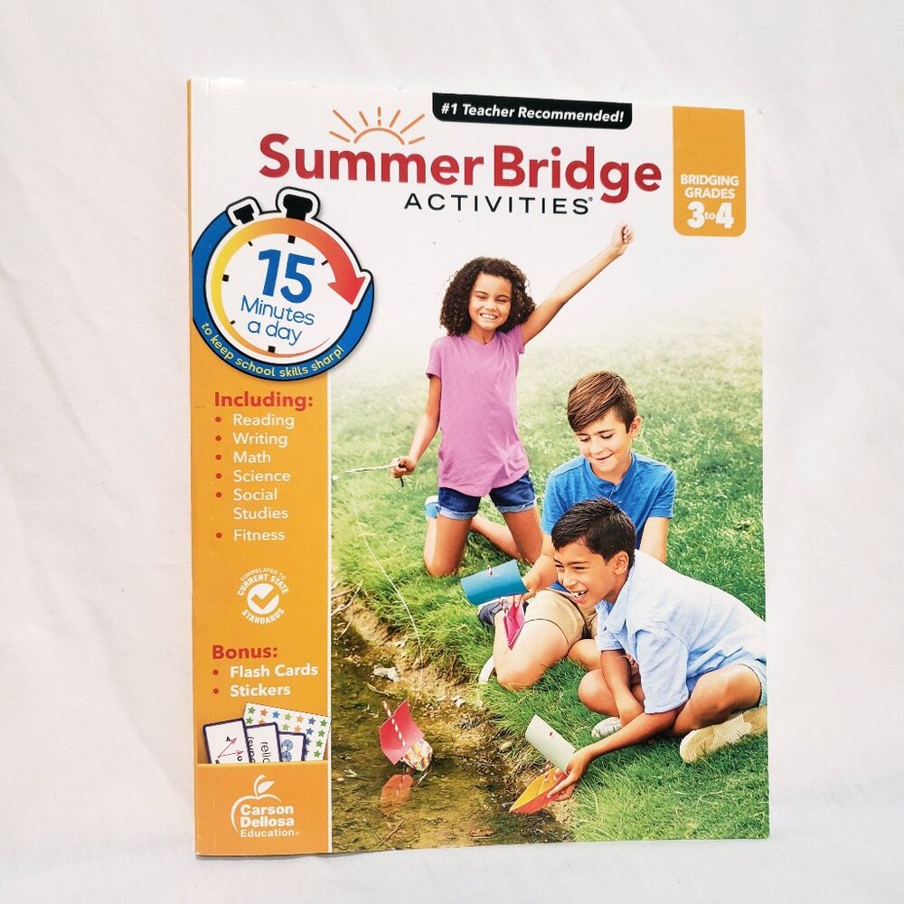Summer Bridge Activities Paperback Homeschool Book by Carson Dellosa Grades 3-4